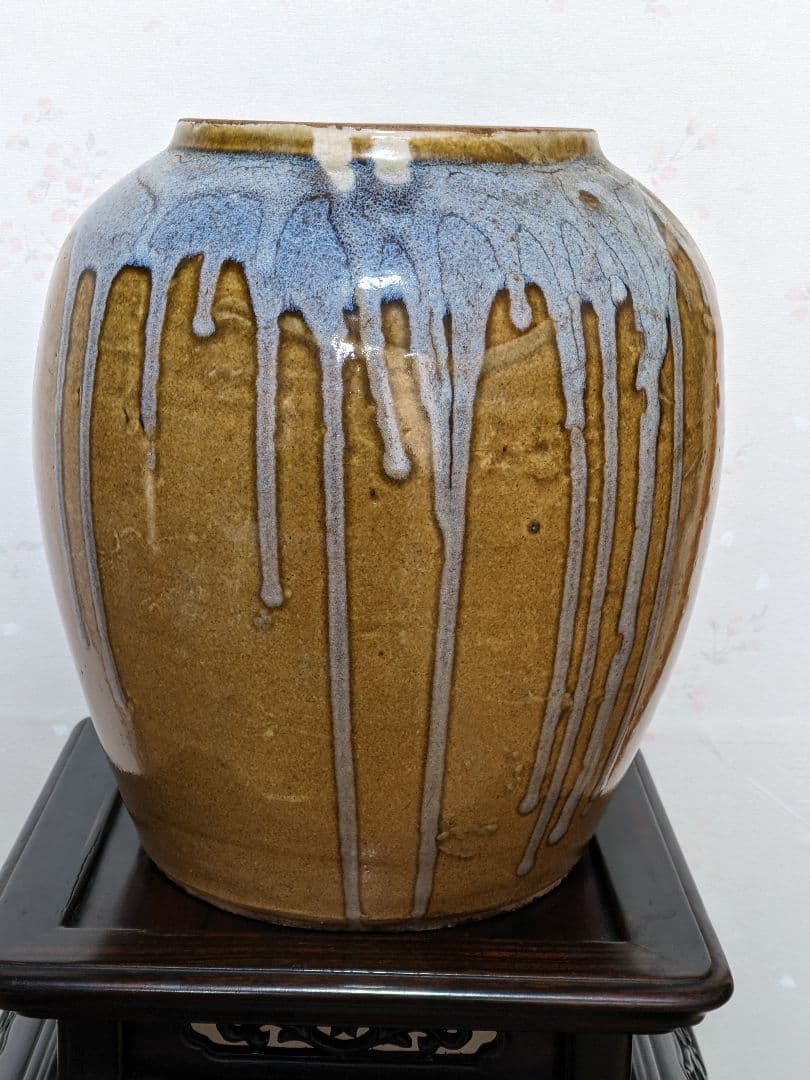 ♦唐津焼 黃唐津壺 江戸時代幕末〜 明治時代初期 水指 置物飾り 古美術骨董品