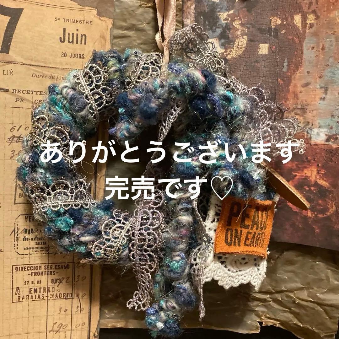 手作りミニリース　ターコイズカラー　ハンドメイド　チューリップ球根2ヶプレゼント