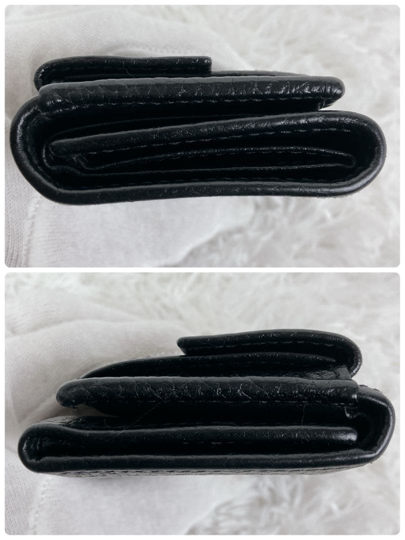 専用グッチ GGマーモント 523277 三つ折財布 シボ革 黒　ゴールドロゴ