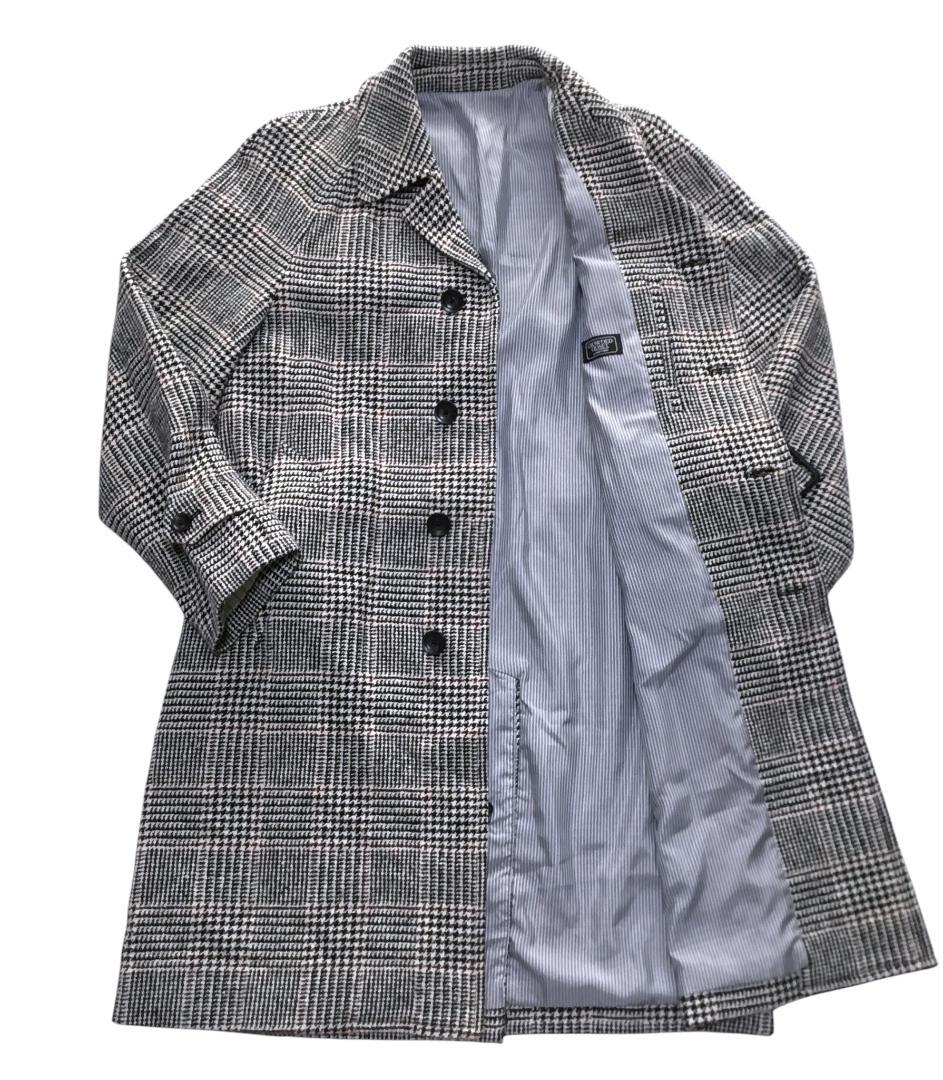 メンズビギ CROWDED CLOSET グレンチェック柄ベルト付きコート