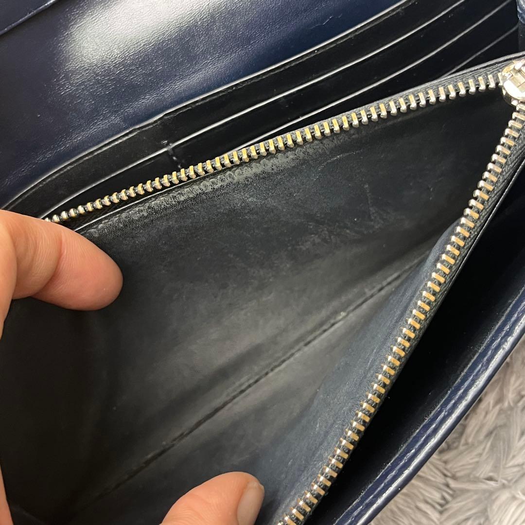 ロエベ✨長財布　リピートアナグラム　ネイビー　バイカラー　メンズ