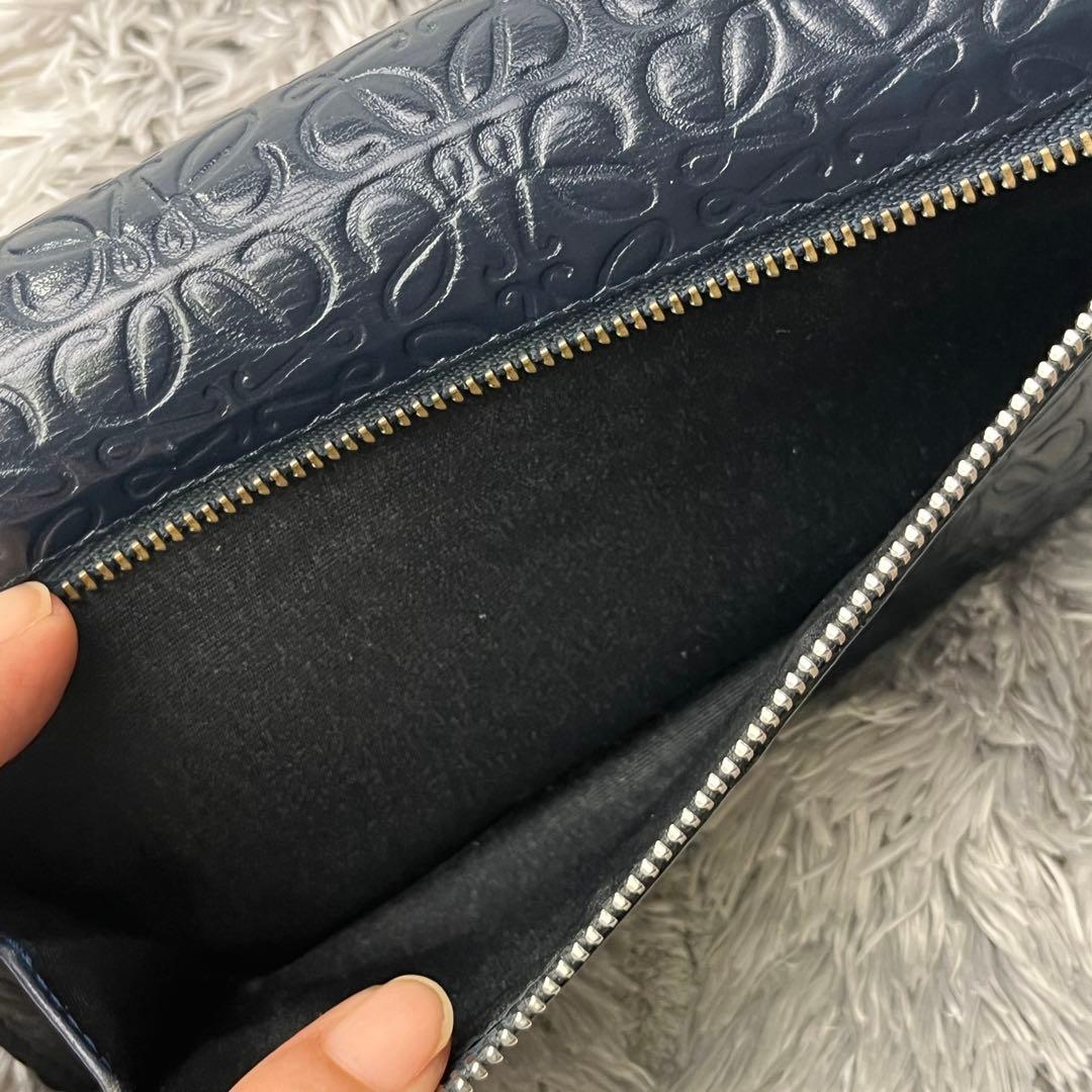 ロエベ✨長財布　リピートアナグラム　ネイビー　バイカラー　メンズ