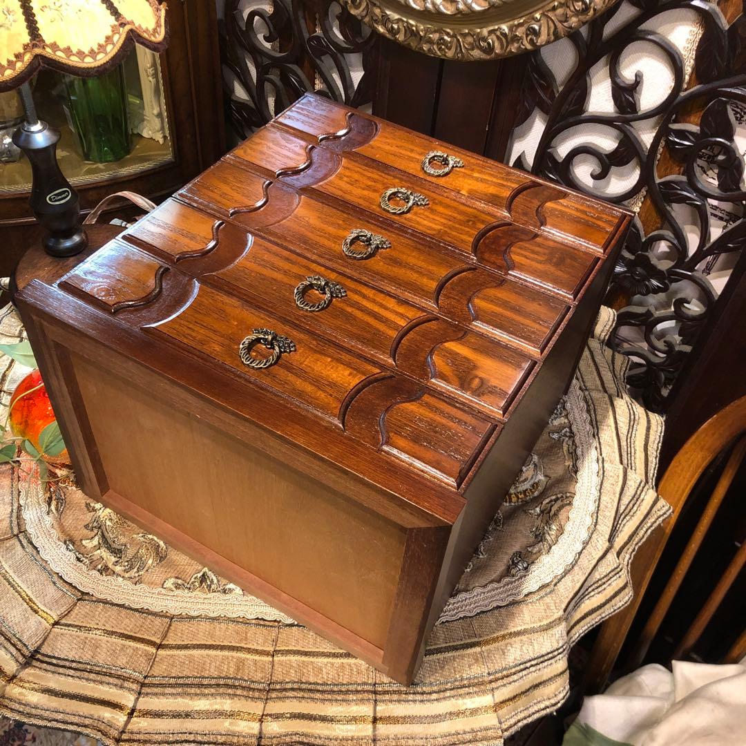 アンティーク小物入れ　書類ケース　ジュエリーボックス　コンパクトサイズ