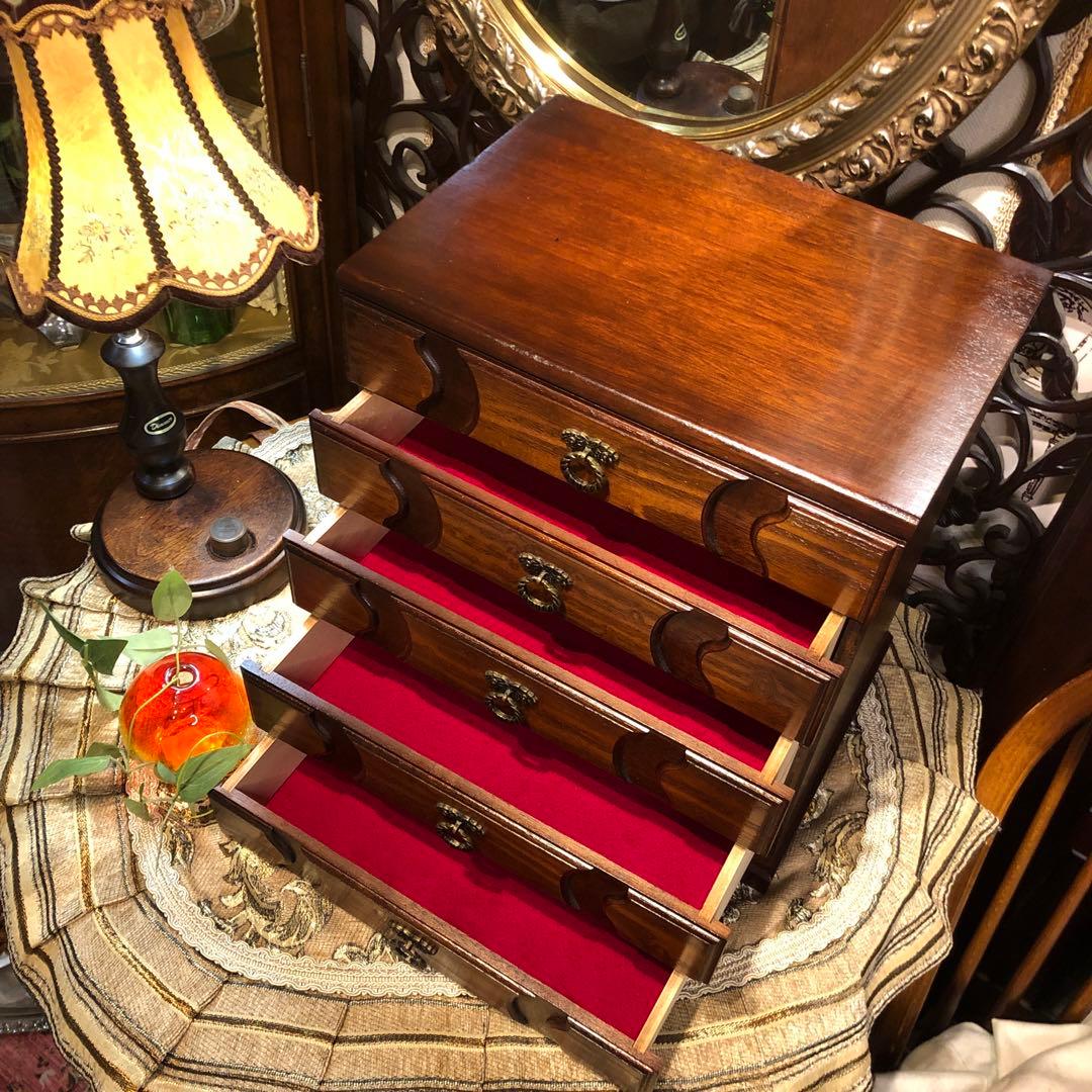 アンティーク小物入れ　書類ケース　ジュエリーボックス　コンパクトサイズ