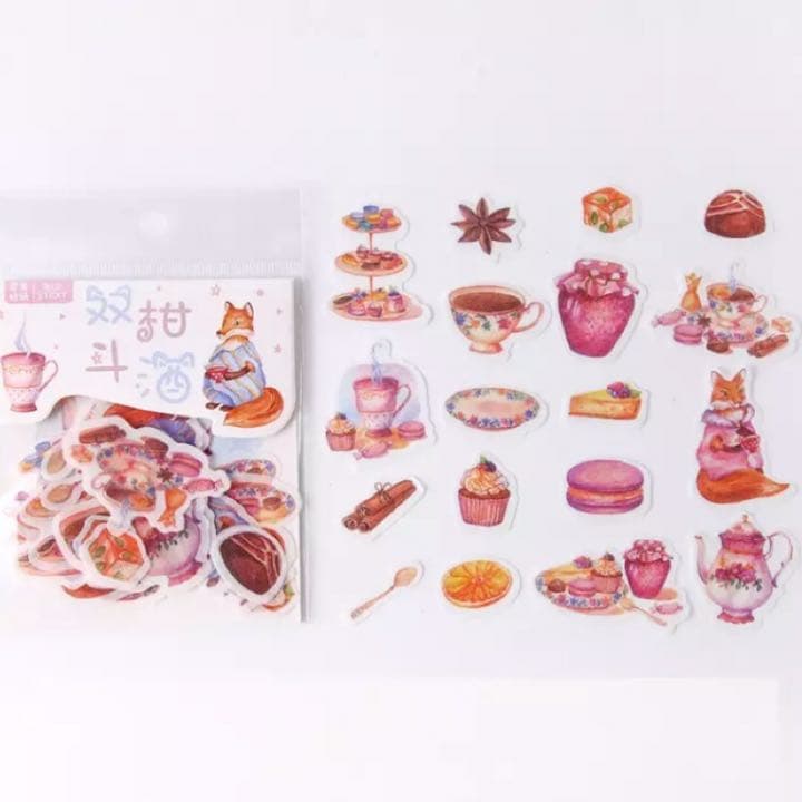 ティーパーティー バラ ドリンク フレークシール 4コセット 海外