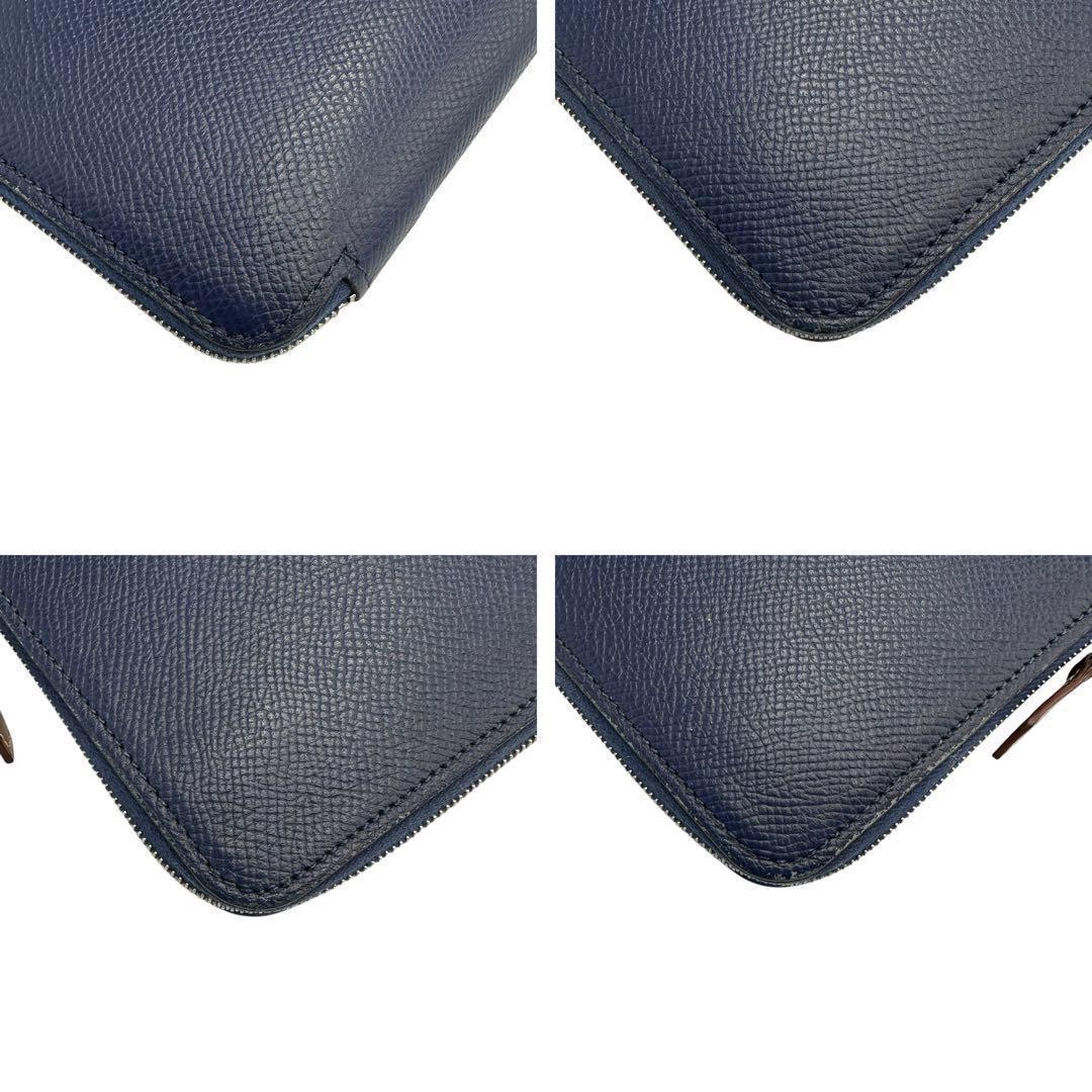 【極美品】エルメス アザップシルクイン ネイビー系 ラウンドファスナー C刻印