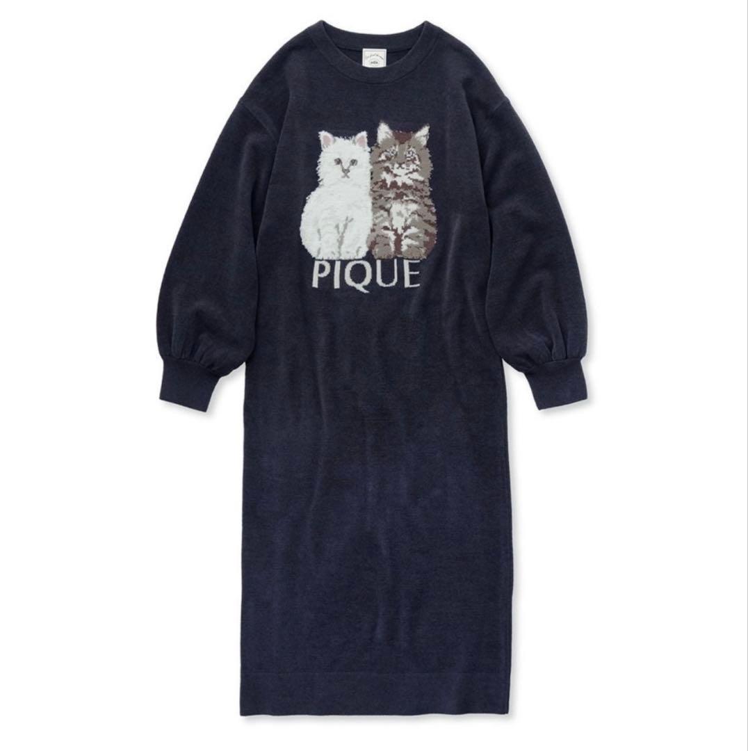 ジェラートピケ gelato pique ツインズキャットジャガードワンピース