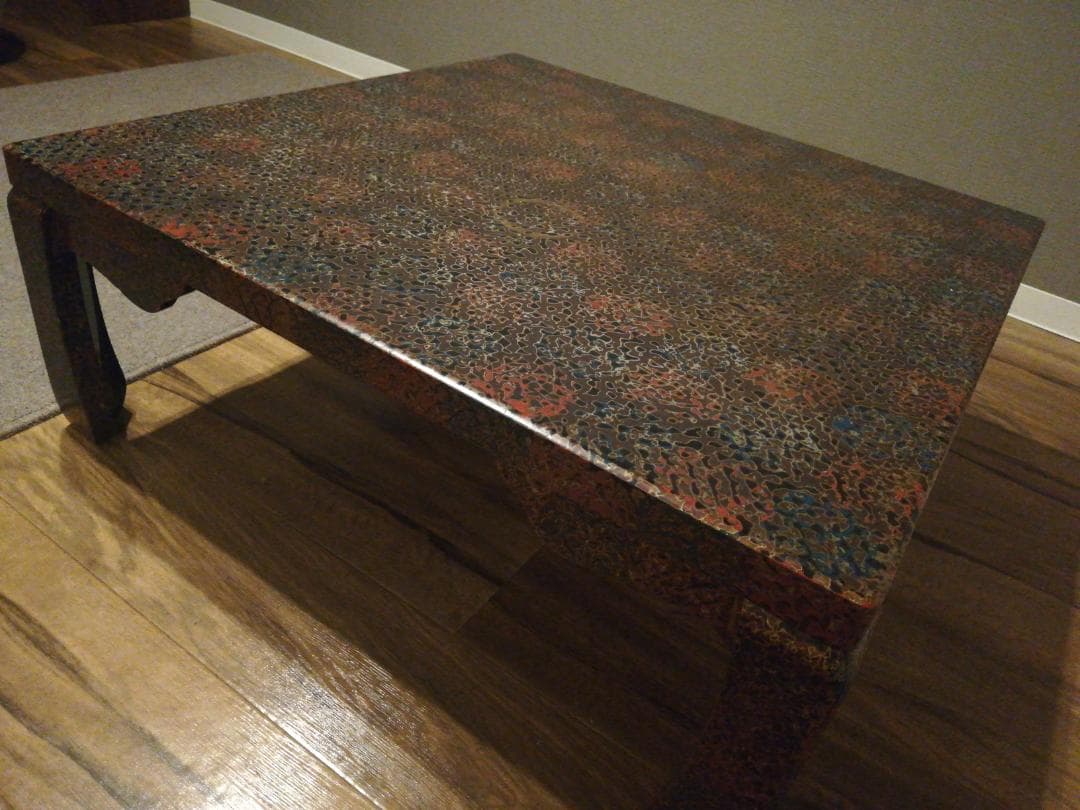 ビンテージ津軽塗り座卓正方形ローテーブル　ヴィンテージちゃぶ台