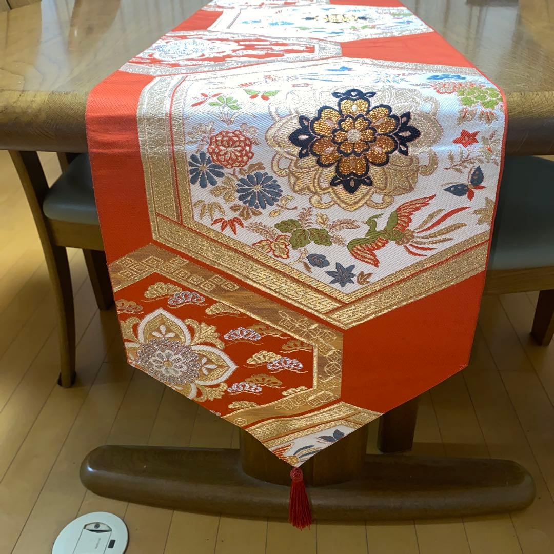 table runner 祝い吉祥　帯リメイク