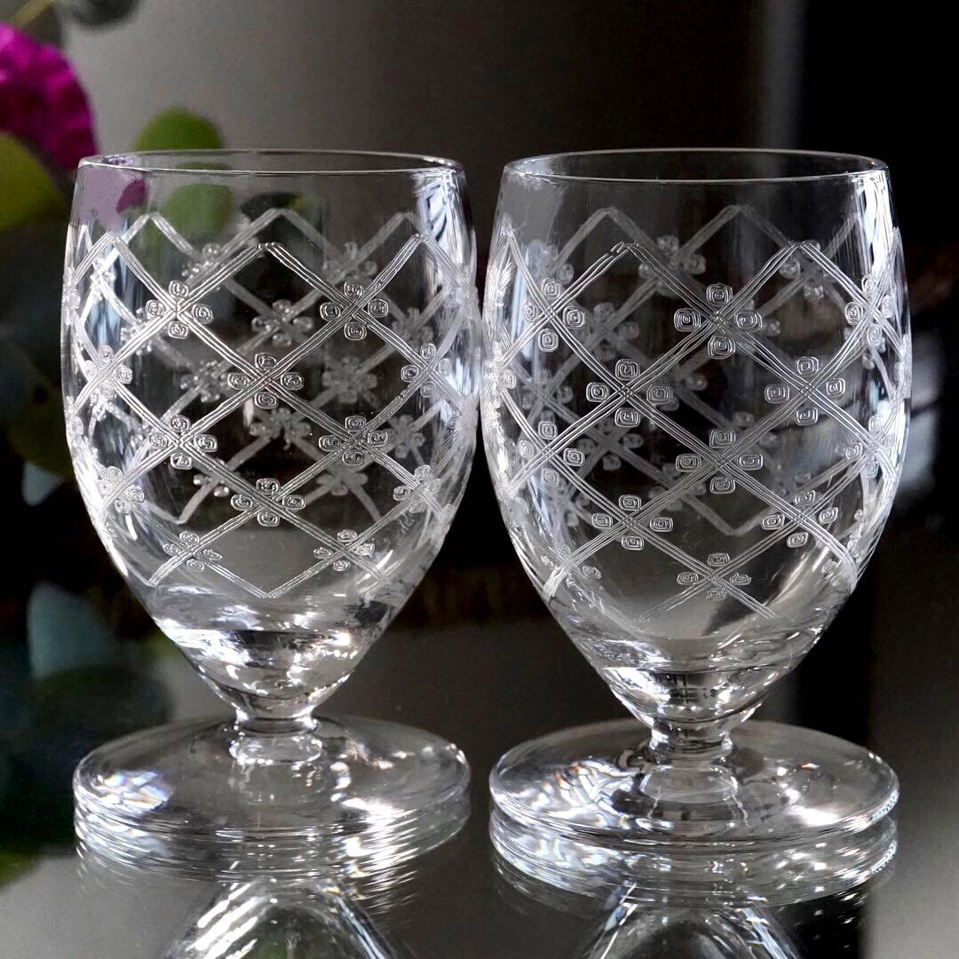 希少美品オールドサンルイSt Louisリジェ★ポートワイングラス★ペア★クロス