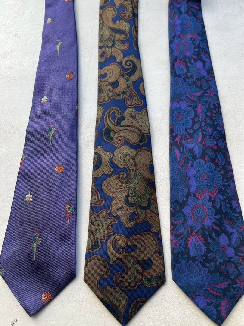 【美品】ETRO シルクネクタイ3本セット　花柄・ペイズリー柄