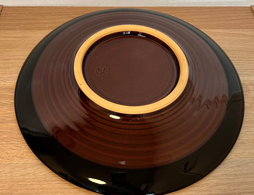 大樋飴釉　皿　2枚　十一代長左衛門　共箱入り　陶器　大皿