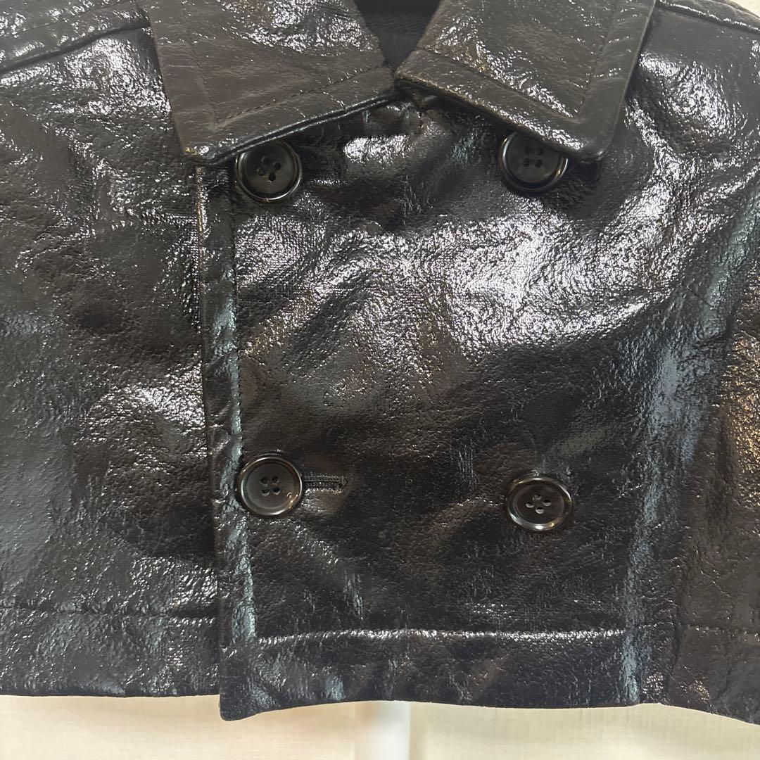 トリコ コムデギャルソン ブラックレザー ダブルブレストジャケット