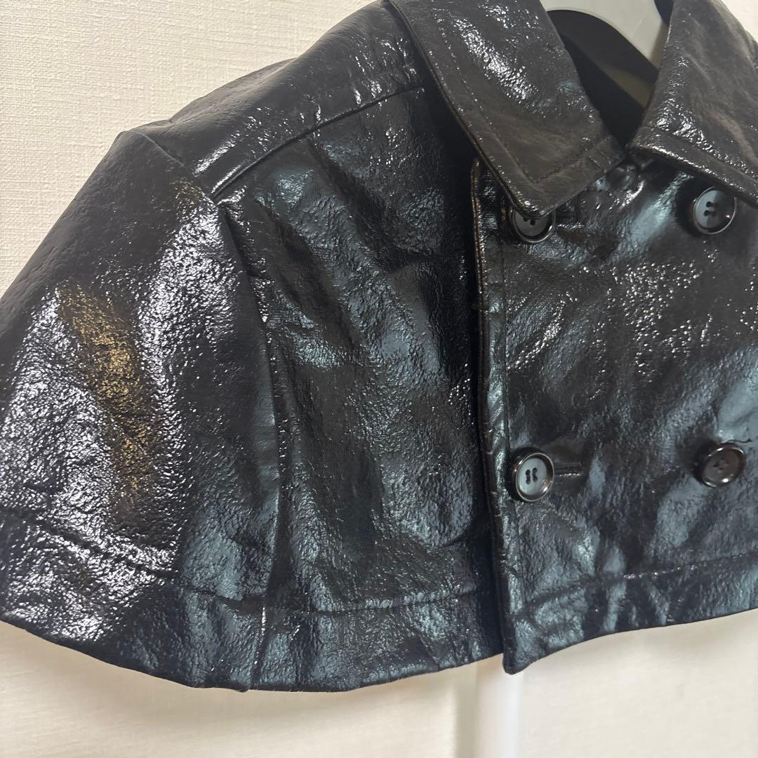 トリコ コムデギャルソン ブラックレザー ダブルブレストジャケット