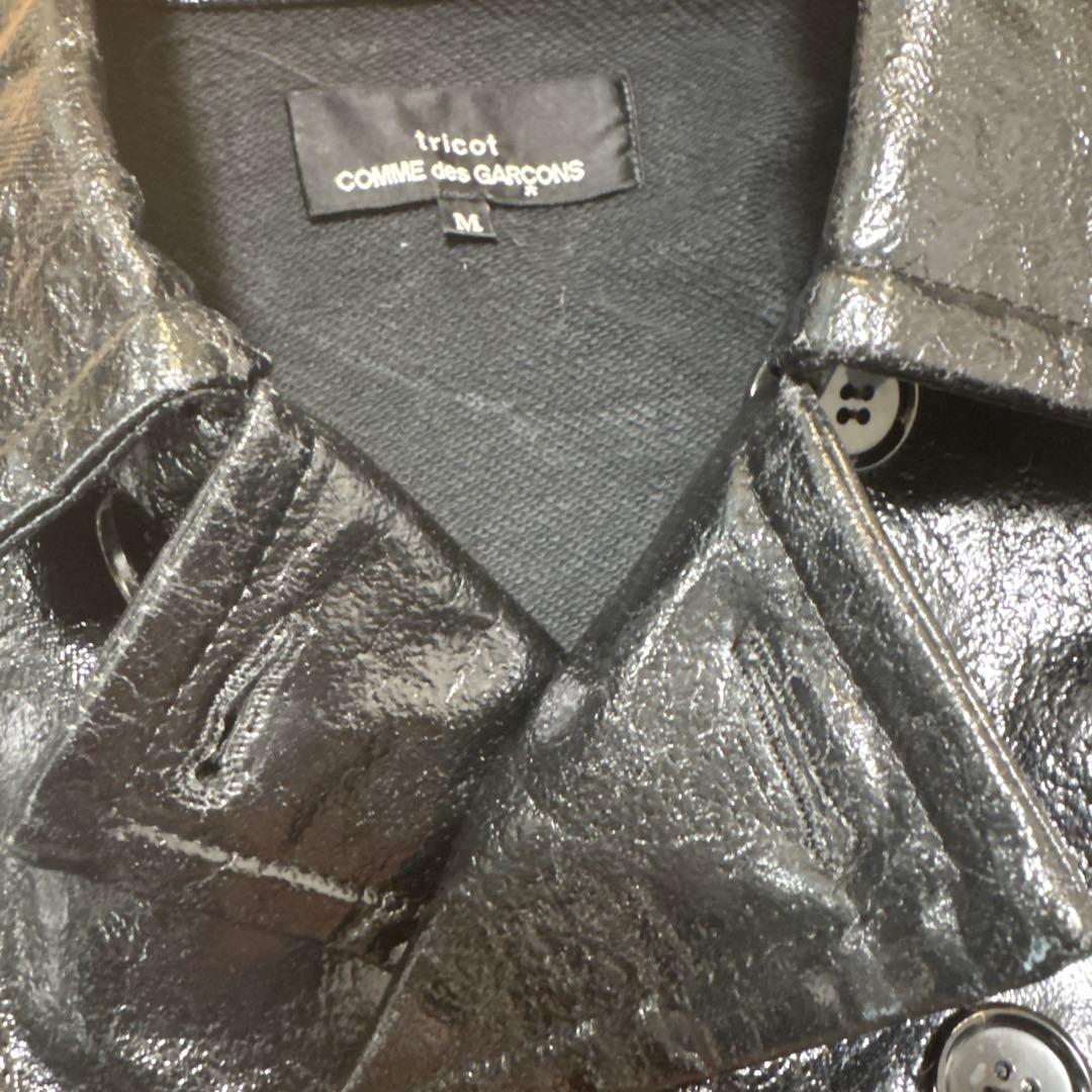 トリコ コムデギャルソン ブラックレザー ダブルブレストジャケット