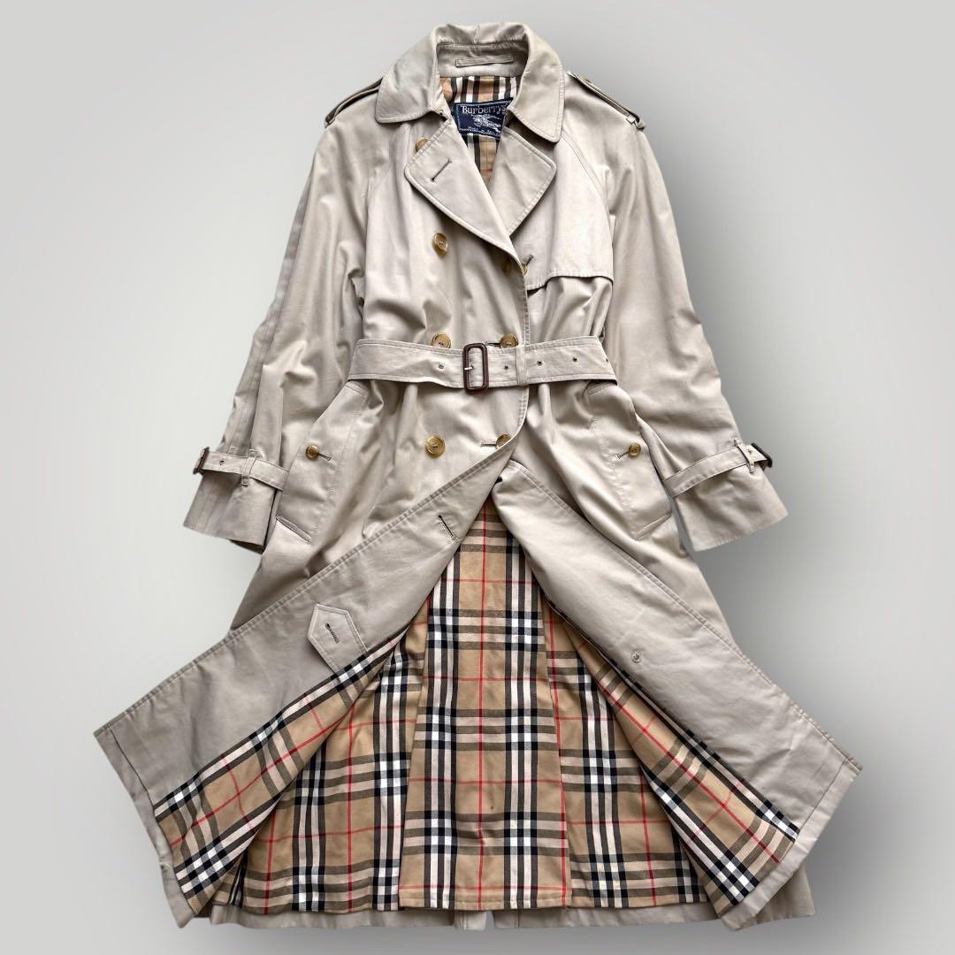 美品 着丈114 バーバリー ベルト付 トレンチコート ノバチェック ベージュ