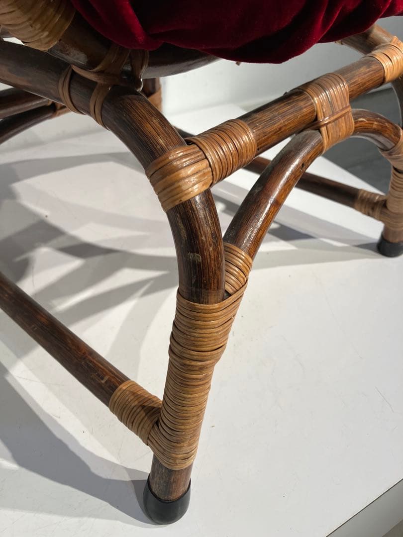 ヴィンテージ、ラタン、アームチェア、レトロ、和モダン、オールド、希少タイプ、