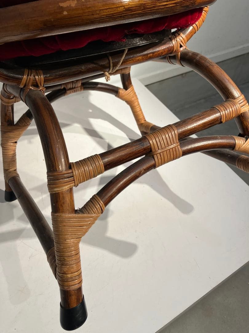 ヴィンテージ、ラタン、アームチェア、レトロ、和モダン、オールド、希少タイプ、