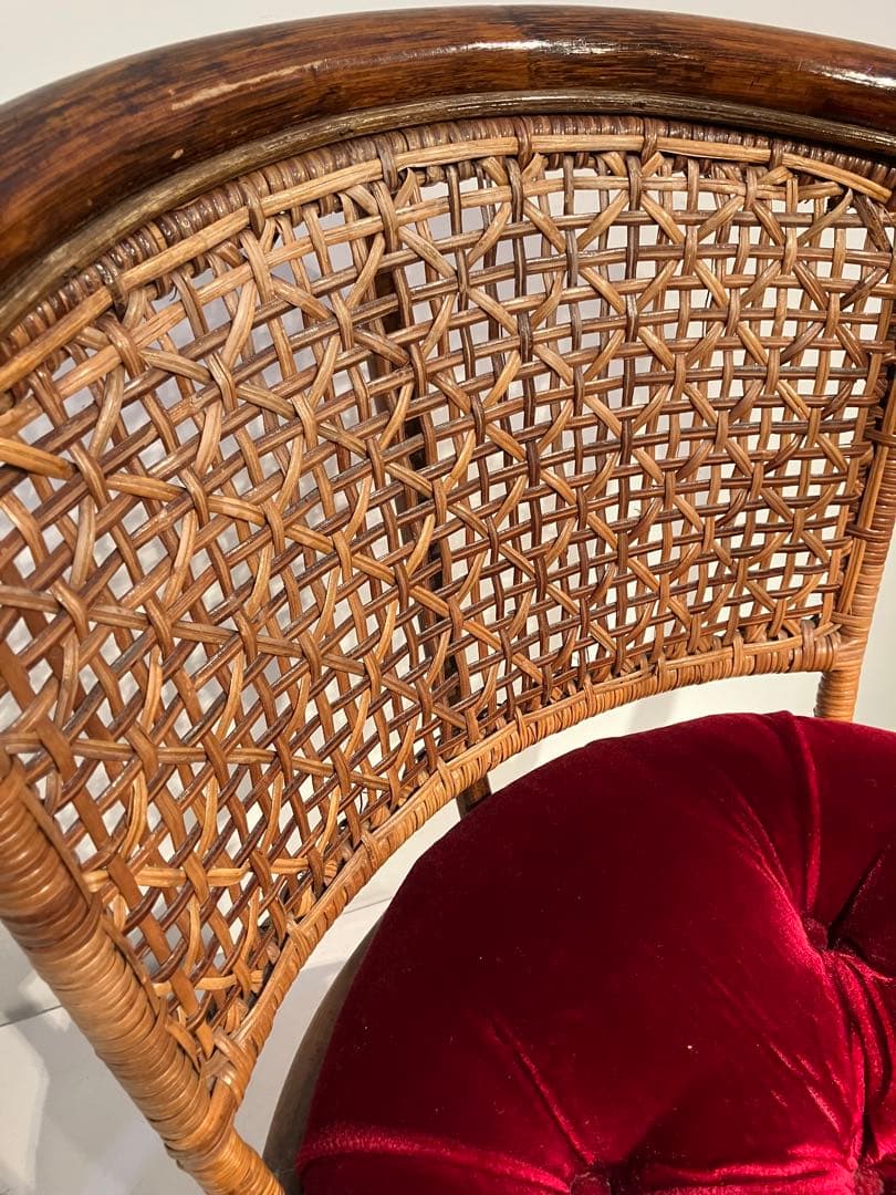 ヴィンテージ、ラタン、アームチェア、レトロ、和モダン、オールド、希少タイプ、