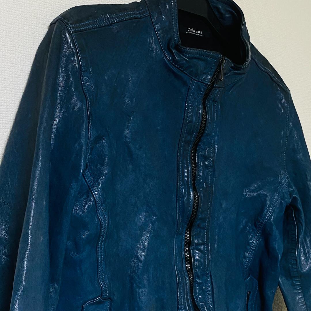 キャシージェーン シングルライダースジャケット ゴートレザー Lサイズ