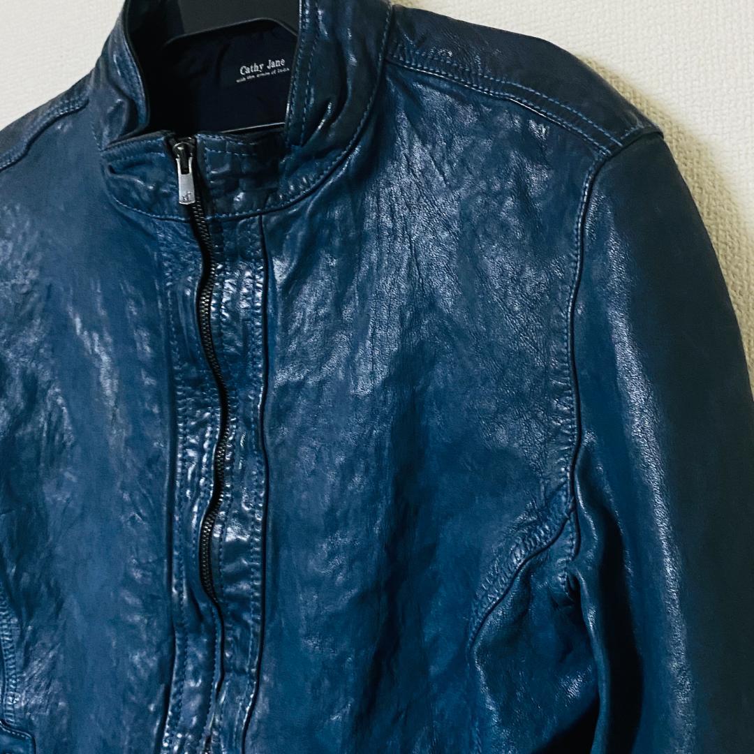 キャシージェーン シングルライダースジャケット ゴートレザー Lサイズ