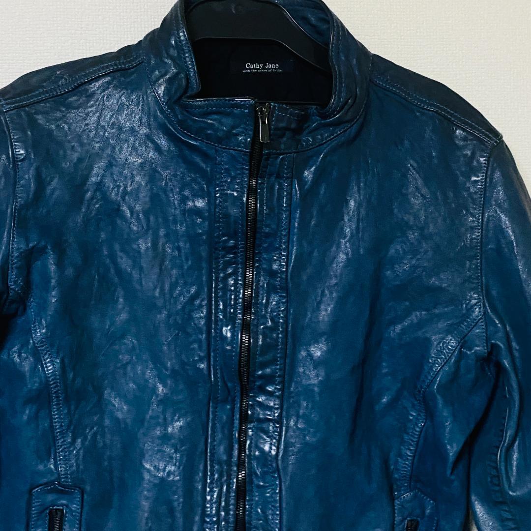 キャシージェーン シングルライダースジャケット ゴートレザー Lサイズ