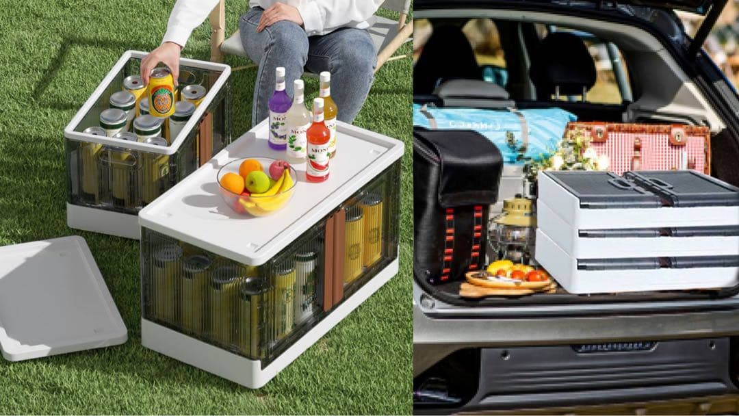 折り畳みコンテナ 収納ボックス 収納ケース  前開き キャスター付き72L3個