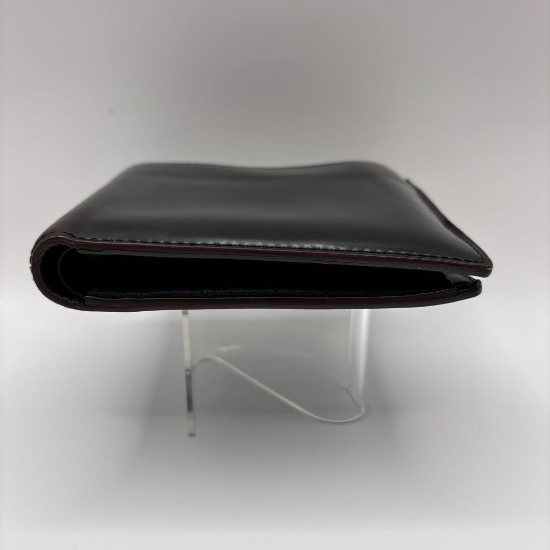 GANZO 二つ折り財布　ブラック　コードバン　レザー　折り財布　小銭入れ付き