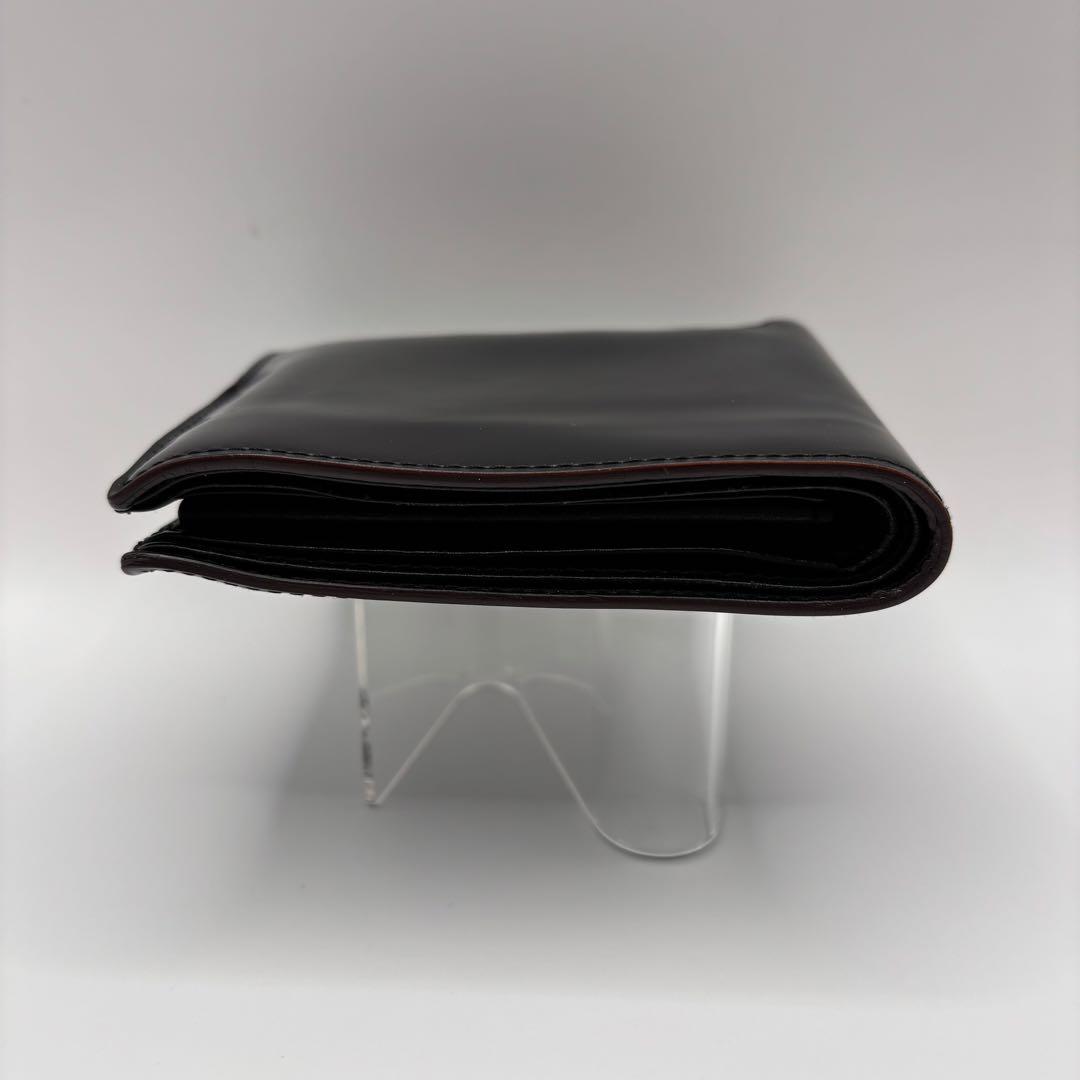 GANZO 二つ折り財布　ブラック　コードバン　レザー　折り財布　小銭入れ付き