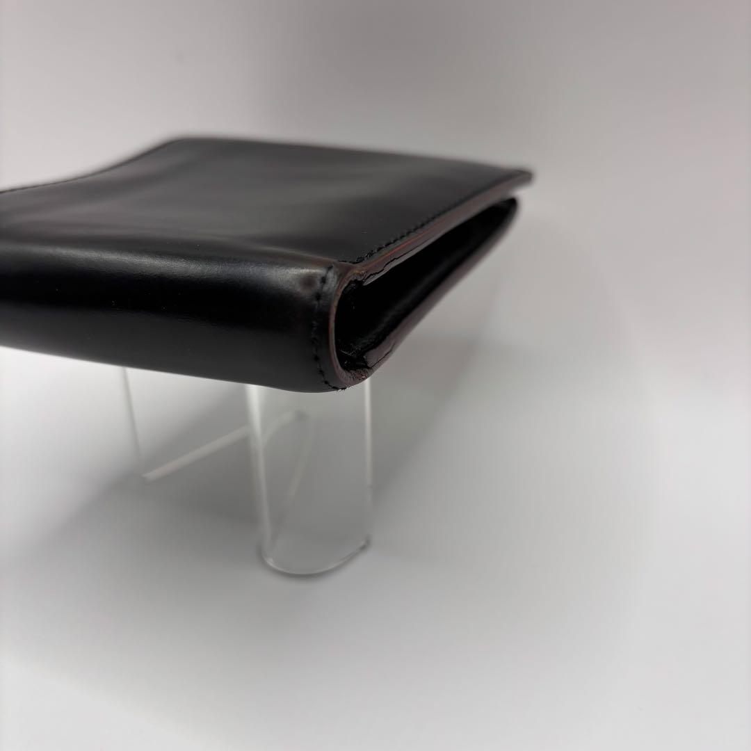 GANZO 二つ折り財布　ブラック　コードバン　レザー　折り財布　小銭入れ付き