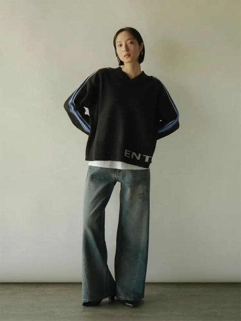 ヤマダヤ　RADIATE 切り替えデザインダメージデニムワイドパンツ　現行品