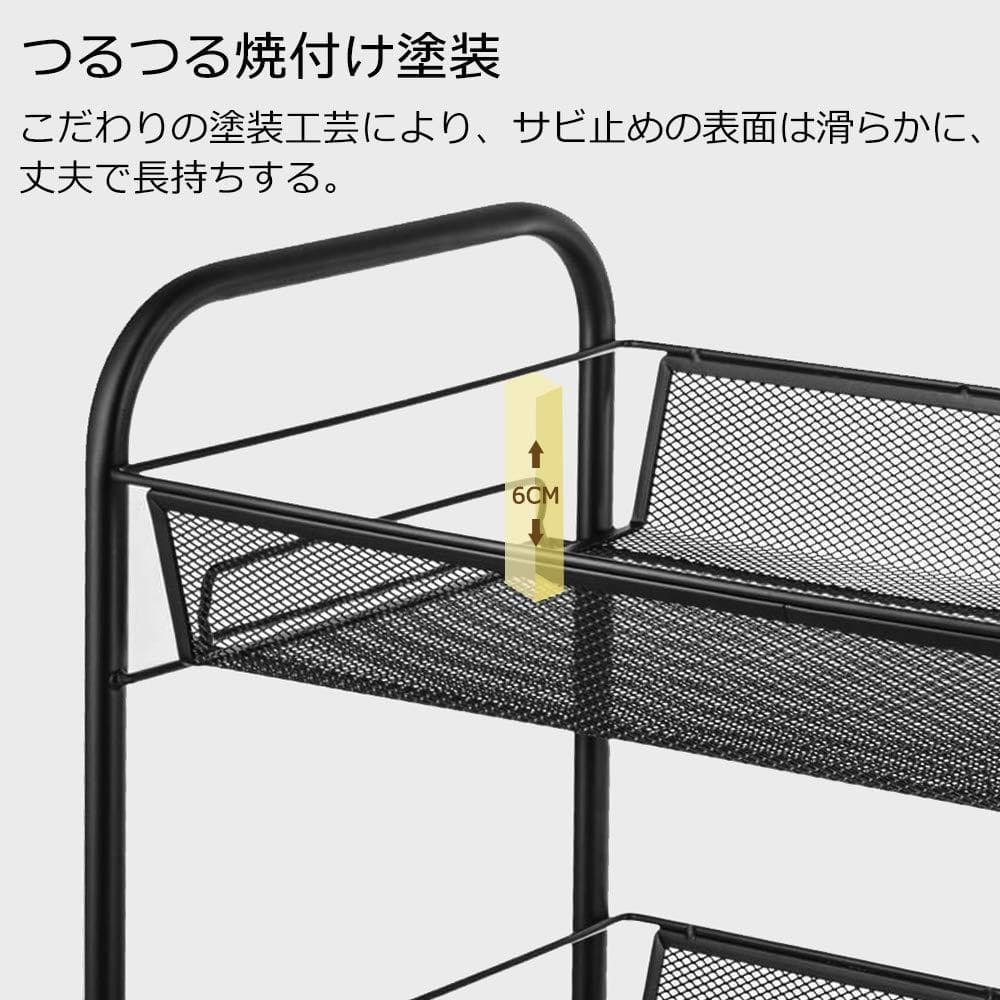 キャスター付き メタル 3段 キッチンワゴン キッチン収納カート