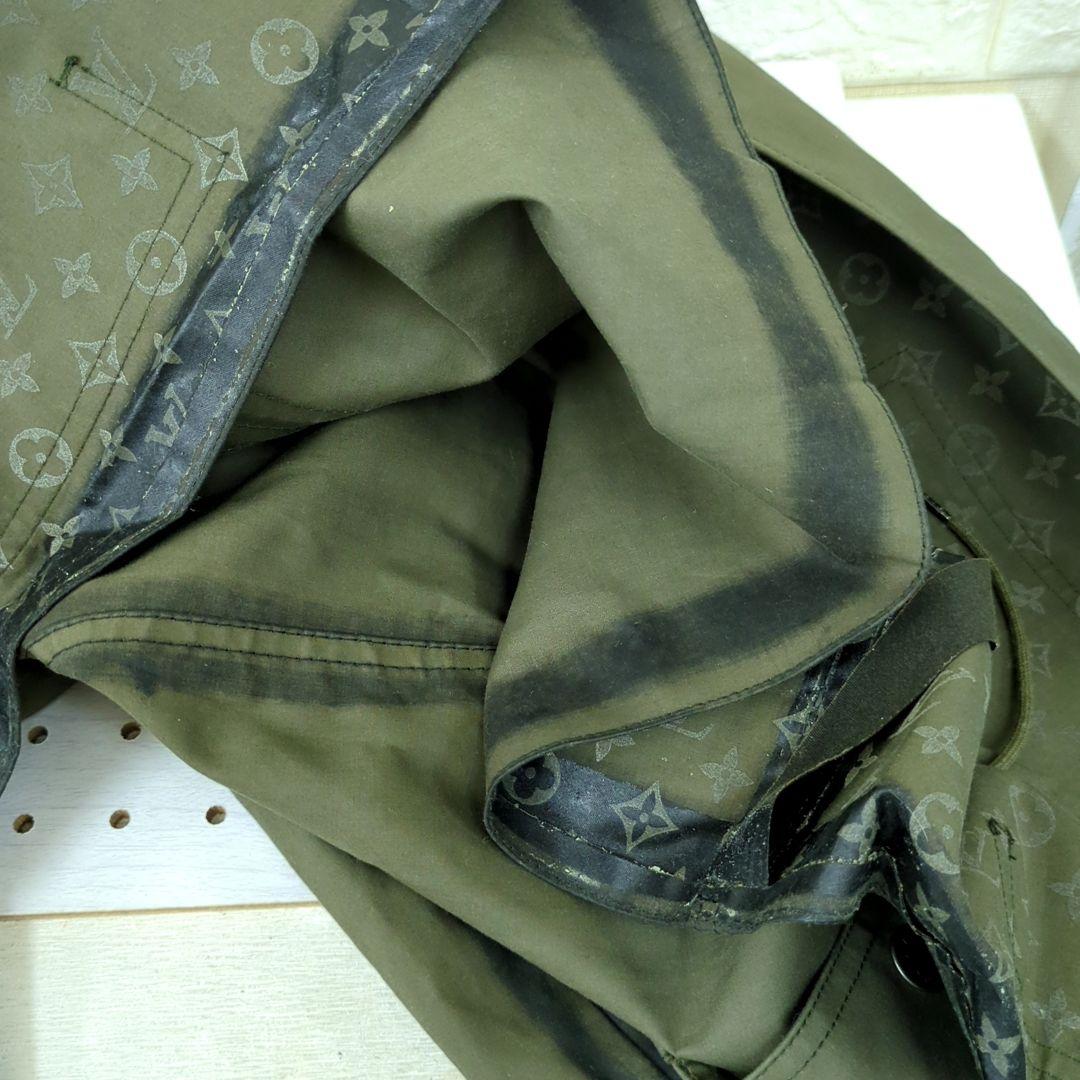 ルイヴィトン オイル フード付モノグラム柄 ミリタリージャケットカーキ 48