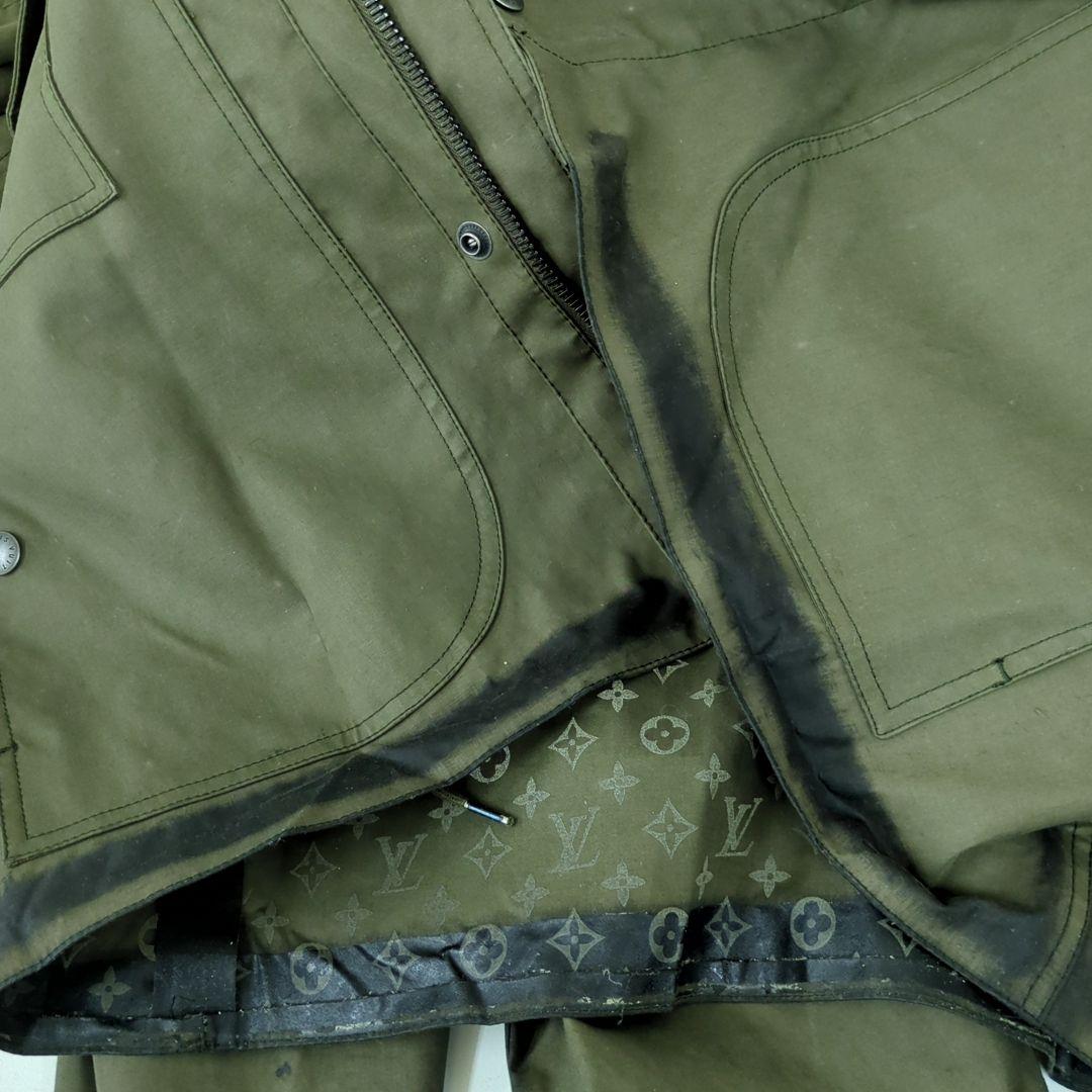 ルイヴィトン オイル フード付モノグラム柄 ミリタリージャケットカーキ 48