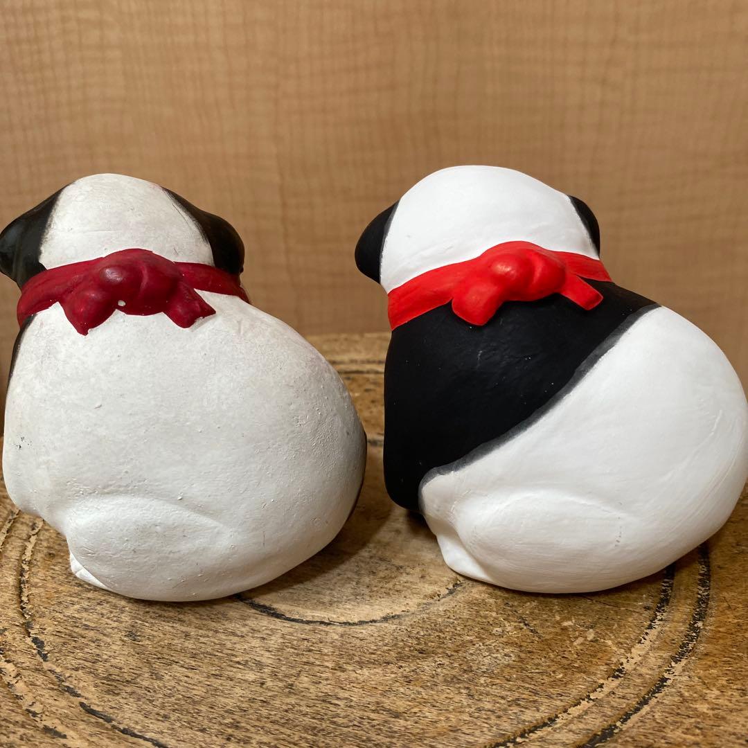 伏見人形　レア　パンダ　2体セット　犬　土人形　郷土玩具　置物