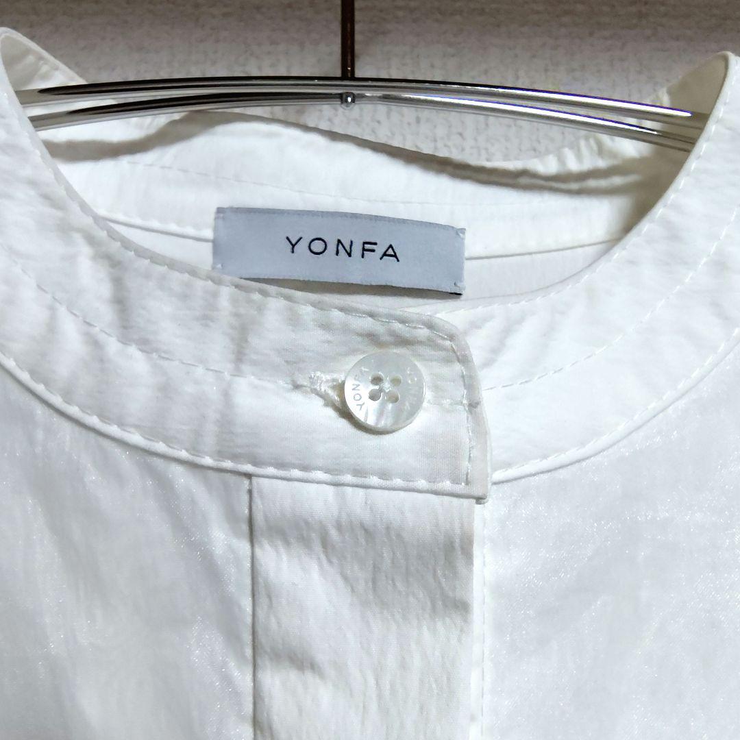 つばきゆ【美品】ヨンファ YONFA オーガンジーダブルシャツバンドカラー