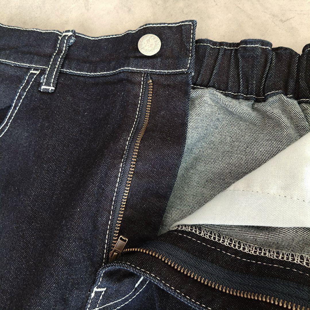 【美品】アルベロベロ　オレボレブラ　ワイドデニム　ぶたさん　刺繍　ロールアップ