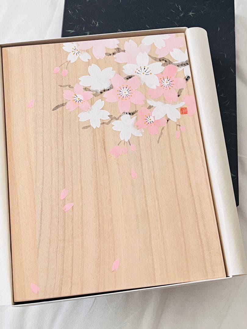 新品　鳩居堂　足立真瑚　綺羅　桐箱　4点　さくら　葡萄　向日葵　しだれ桜