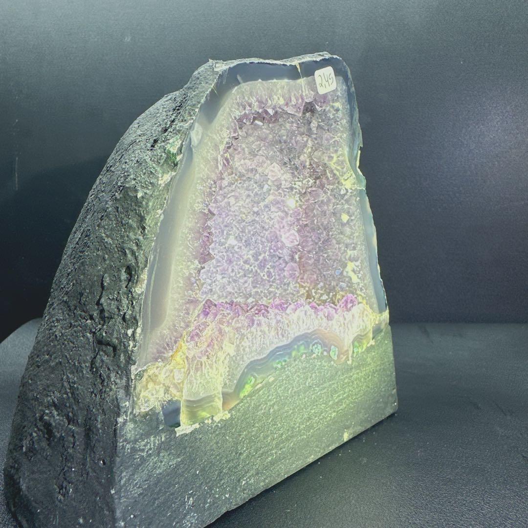 天然石アメジストのドーム　置物D.221