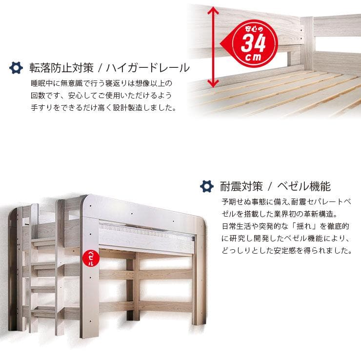 【九州～関東まで送料無料*】ロフトベッドhoney WHxVG　アウトレット06