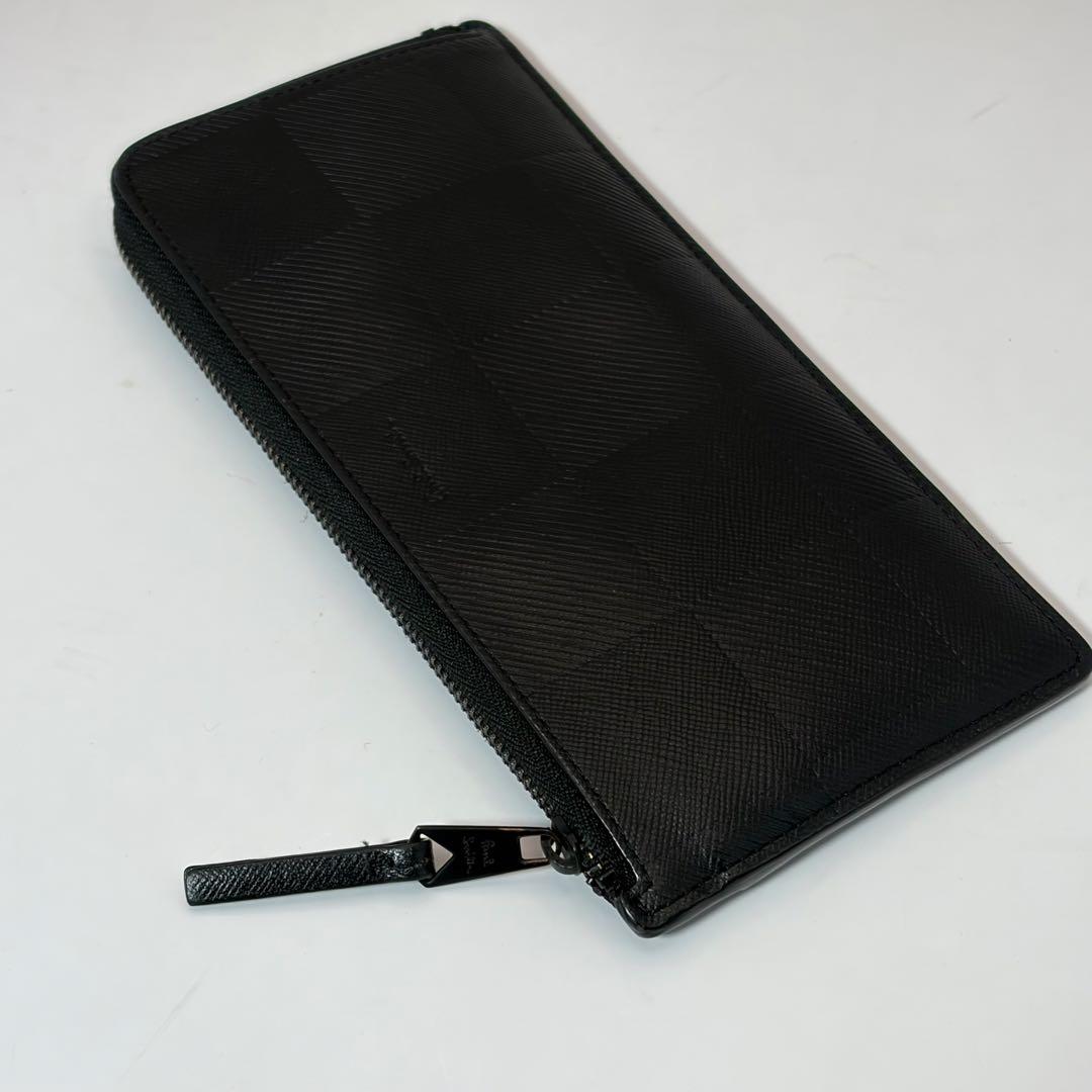 【美品】ポールスミス　L字ファスナー　長財布　チェッカーエンボス　黒