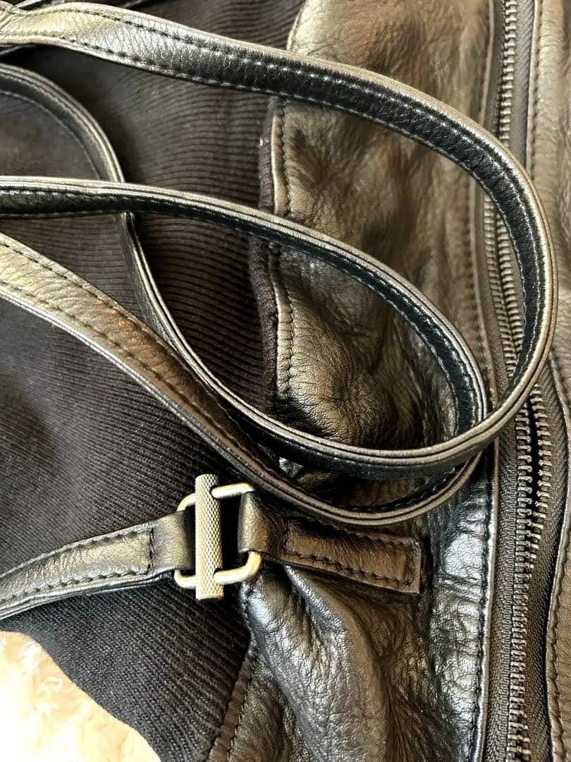 【美品】POMTATA トートバック ハンドバッグ ブラック レザー ポンタタ