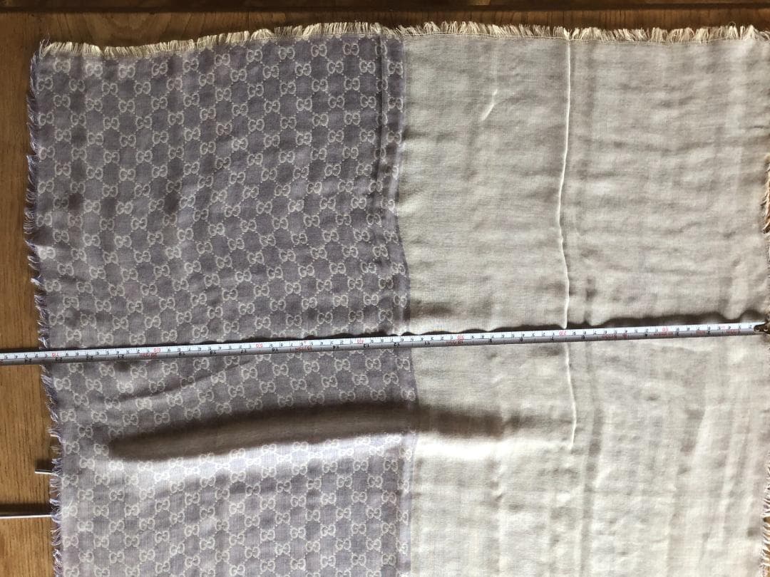 GUCCI GGロゴマフラー グレー 100%コットン　イタリア製