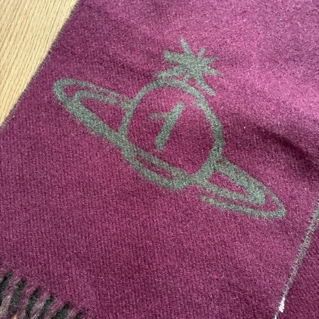 【未使用品】ヴィヴィアンウエストウッド オーブ バイカラー マフラー ワイン