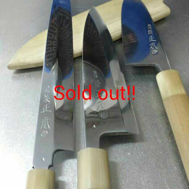 他サイトにて成約頂きました。      中古和包丁鏡面3本