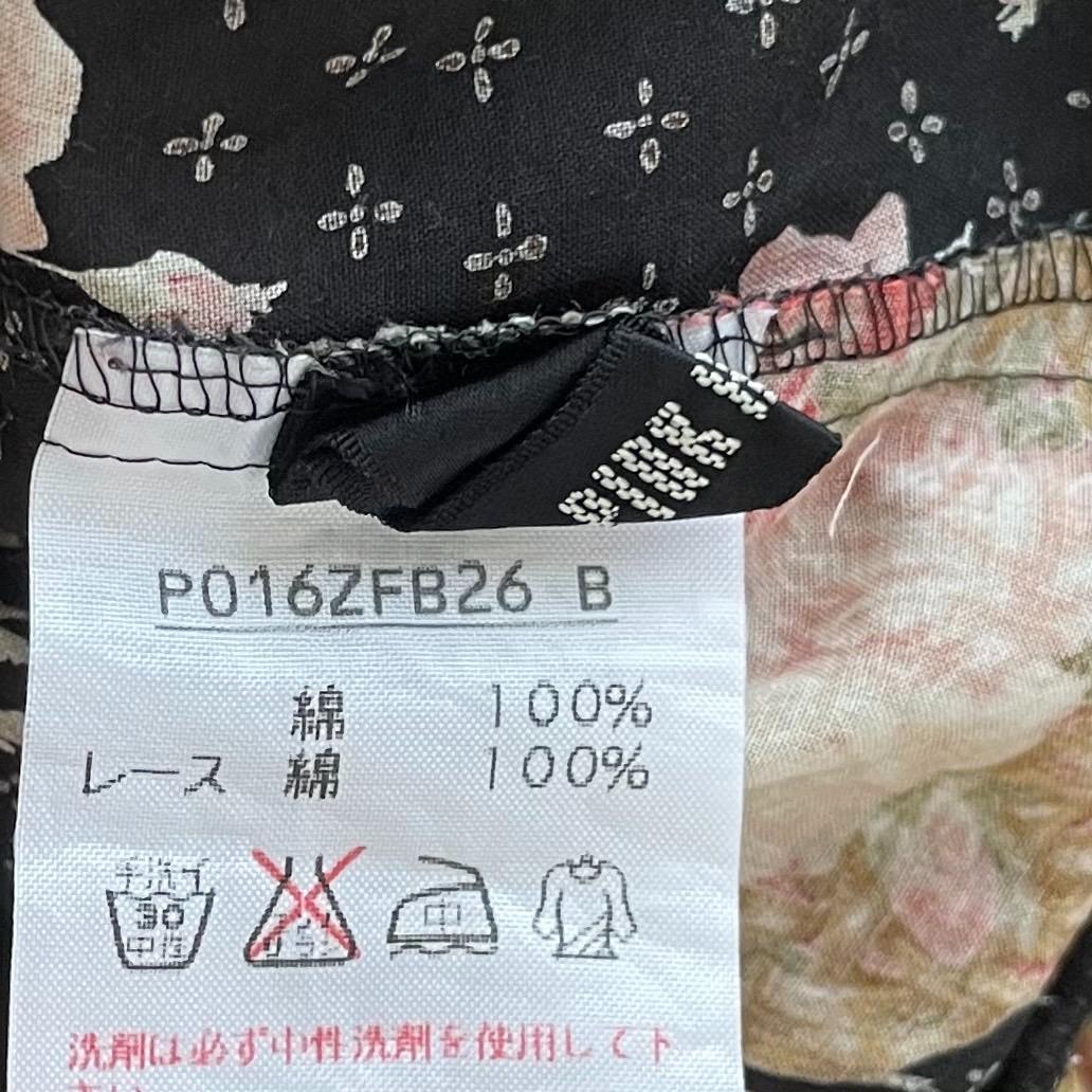 PINK HOUSE　ピンクハウス　花柄半袖ブラウス 黒