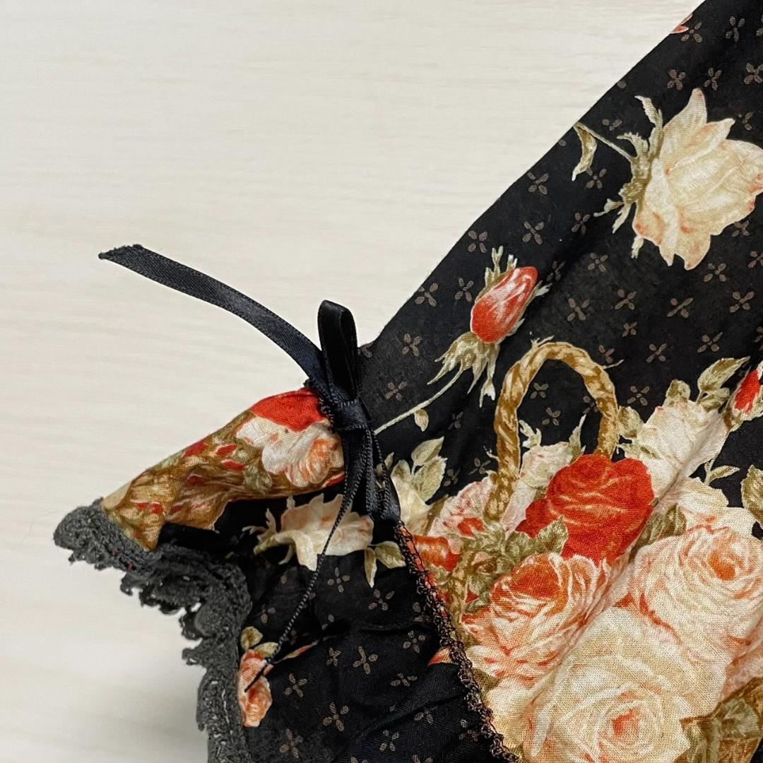 PINK HOUSE　ピンクハウス　花柄半袖ブラウス 黒