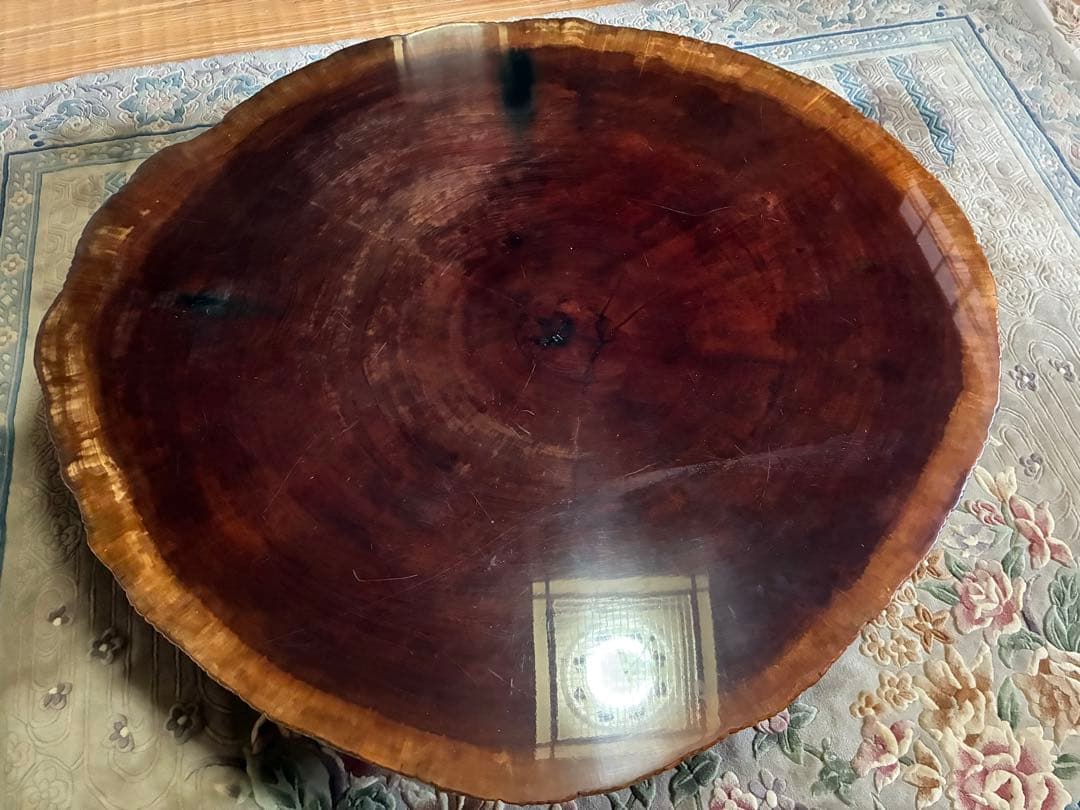 【最終値下げ 2/12削除】無垢材 一枚板丸形テーブル