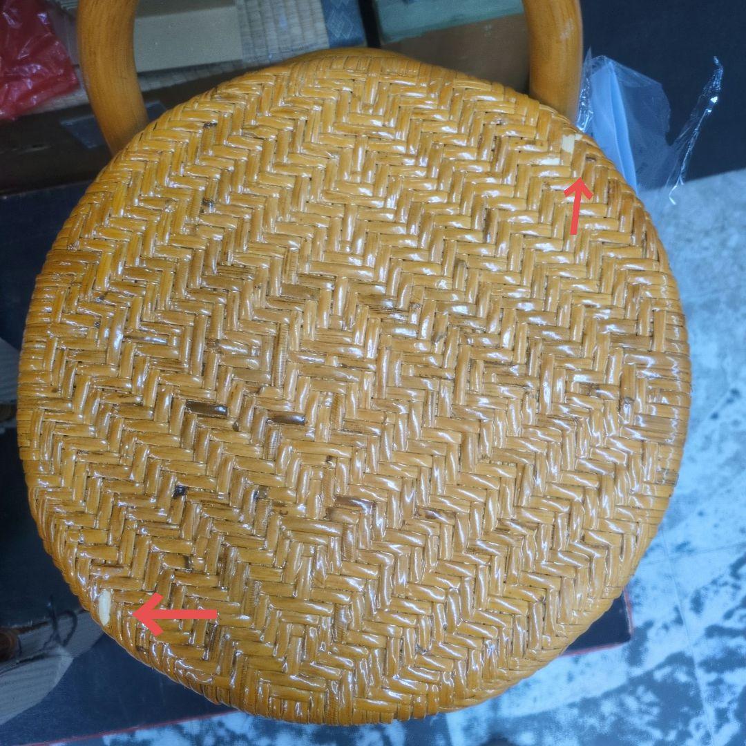 4脚セット　スタッキング籐スツール