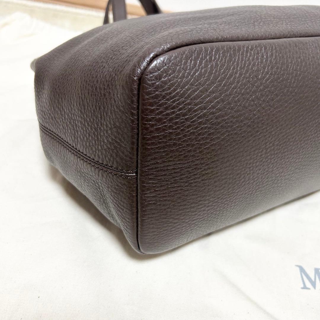 美品　マックスマーラ　オールレザー　トートバッグ　ブラウン　シボ革　チャーム付き
